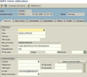 Transaction SU01 : Adresse email pour user SAP